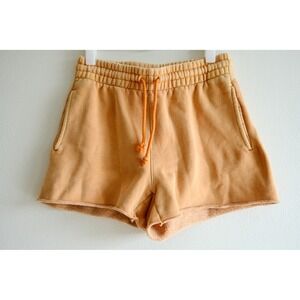 TNA Cozy‎ Fleece Boyfriend Shorts XS Orange Drawstring Lounge Wellness-core